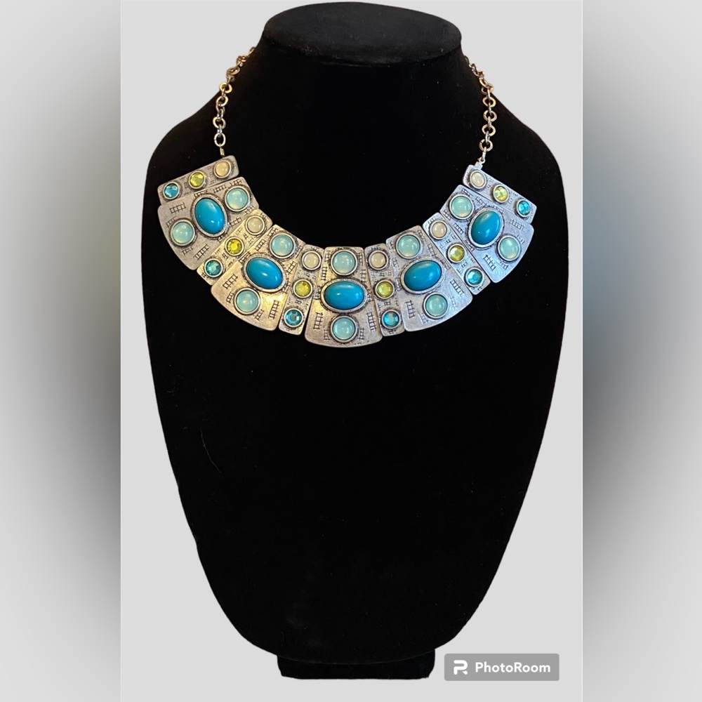 NWOT Handmade necklace with turquoise colors.